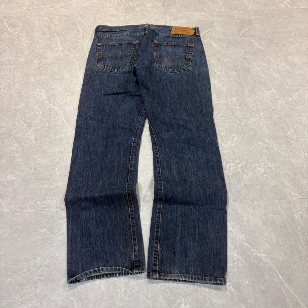 Levis 501 Original Fit Jeans Mens 34x32 Dark Wash Blue Straight Leg Denim 4562